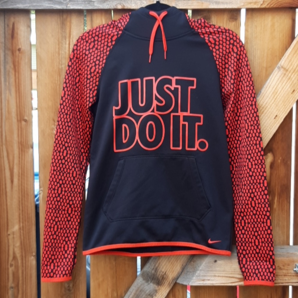 Nike therma fit hoodie red black just do it xs